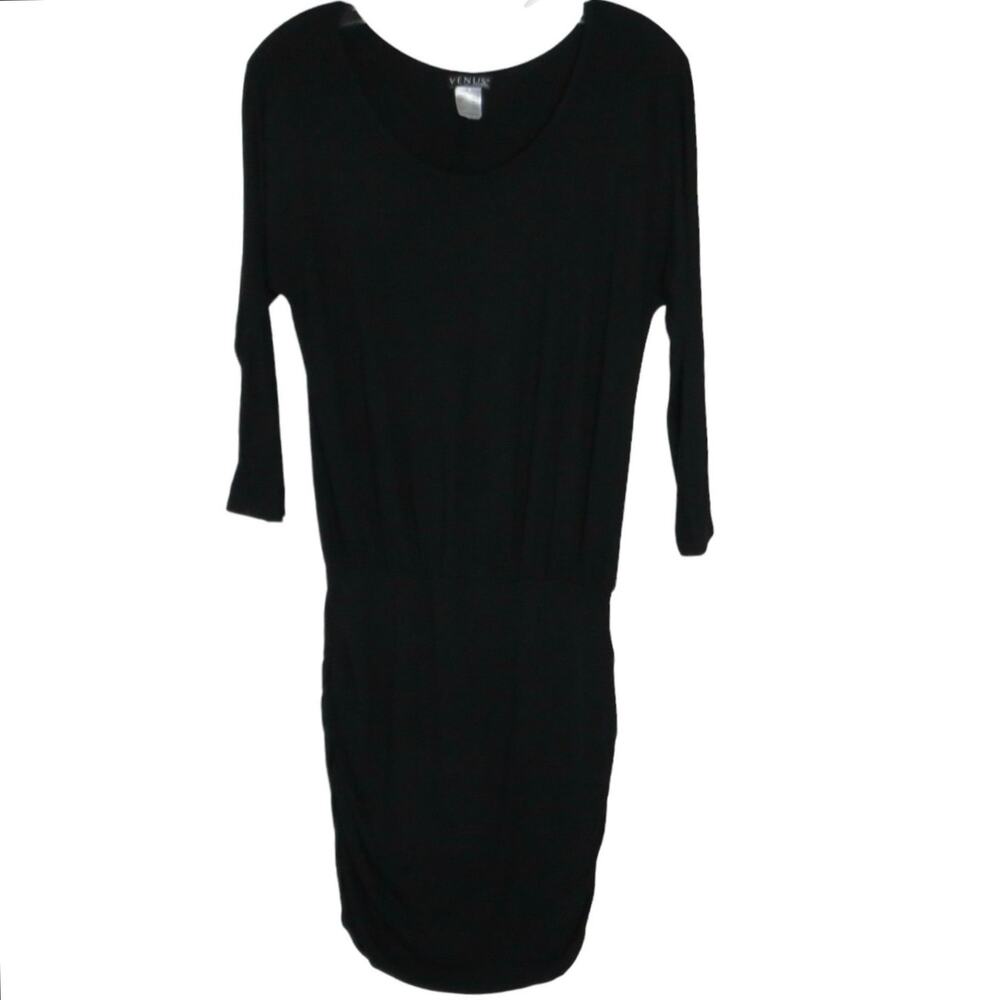 VENUS Long Sleeve Shirt Dress, Stretch Pullover Lightweight Black Sz Small